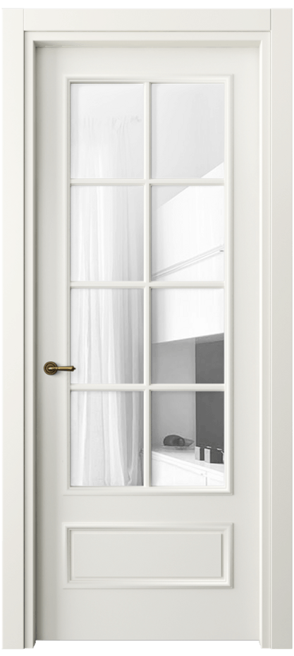 Межкомнатная дверь Париж 8112 Матовый жемчужный Прозрачное стекло Цена 84700 ₽| Volhovec