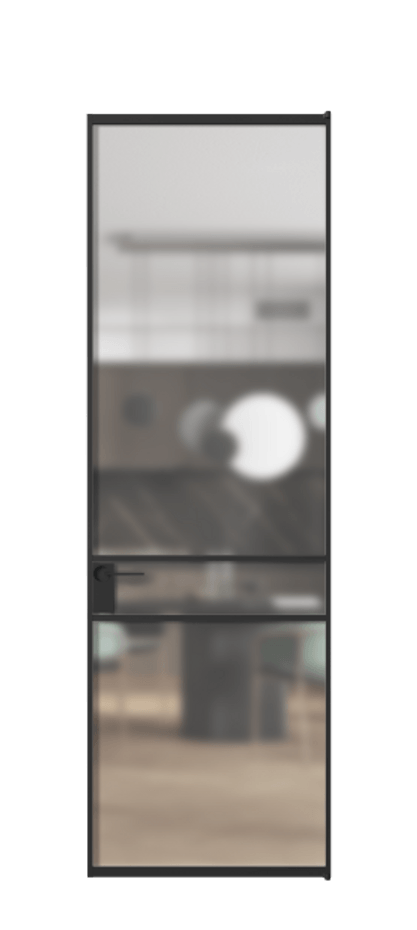 Алюминиевая дверь АЛПЛ040.02 Алюминий Черный Сатинированное стекло "Мателюкс Кристал Вижн", калёное, матовое, каленое 6 мм Цена 126530  | Volhovec