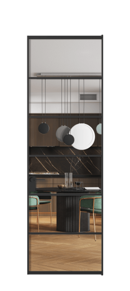 Алюминиевая дверь АЛПЛ040.04 Алюминий Черный Прозрачное стекло "Кристал Вижн", калёное Цена 130930  | Volhovec