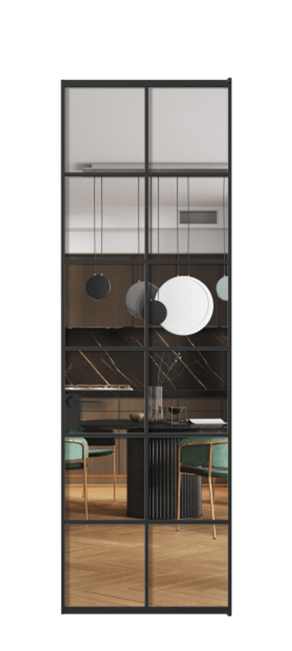 Алюминиевая дверь АЛПЛ040.05 Алюминий Черный Прозрачное стекло "Кристал Вижн", калёное Цена 130930  | Volhovec