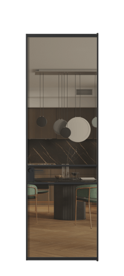 Алюминиевая дверь АЛПЛ040.02 Алюминий Черный Прозрачное бронзовое стекло, триплекс Цена 120130  | Volhovec