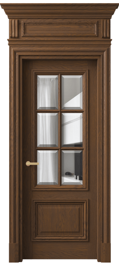 Межкомнатная дверь Антик 7312 Дуб каштановый матовый Прозрачное стекло с фацетом Цена 294149 ₽ | Volhovec