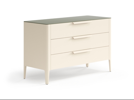 Мебель Комод Пьега 3 ящика. Цвет Матовый светло-бежевый. Материал Гладкая эмаль. Коллекция Комод Пьега 3 ящика. Картинка.