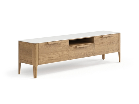 Мебель ТВ тумба Пьега. Цвет Дуб мускатный матовый. Материал Массив дуба матовый. Коллекция ТВ тумба Пьега. Картинка.