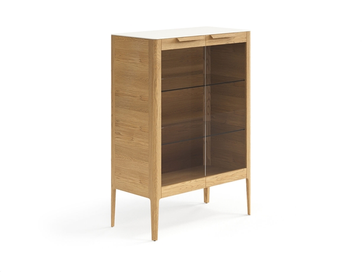 Мебель Витрина Пьега. Цвет Дуб пшеничный матовый. Материал Массив дуба матовый. Коллекция Витрина Пьега. Картинка.