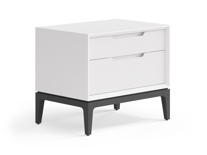 Мебель Тумба прикроватная Вельвет 2 ящика. Цвет Матовый пудровый белый. Материал Гладкая эмаль. Коллекция Тумба прикроватная Вельвет 2 ящика. Картинка.