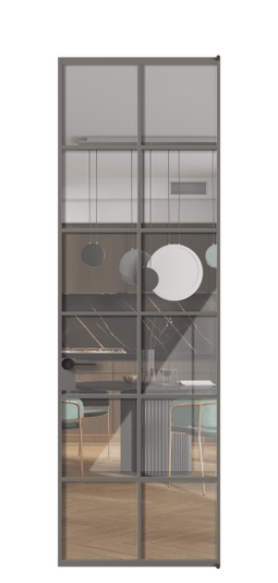 Дверь межкомнатная АЛПЛ040.05 АКЛС Алюминий классический серый Stopsol Clear прозрачное. Цвет Алюминий классический серый. Материал Алюминий в эмали. Коллекция Формато. Картинка.