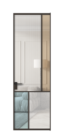 Дверь межкомнатная АЛПЛ041.21 ААН 4 стекла. Цвет Алюминий антрацит. Материал Алюминий в эмали. Коллекция Мозаик. Картинка.