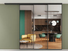 Перегородка Формато вдоль стены на потолок 3 створки с синхронным механизмом