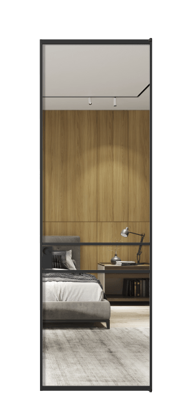 Дверь межкомнатная АЛПЛ040.02 Зеркало триплекс ЧЕР. Цвет Алюминий Черный. Материал Алюминий. Коллекция Формато. Картинка.